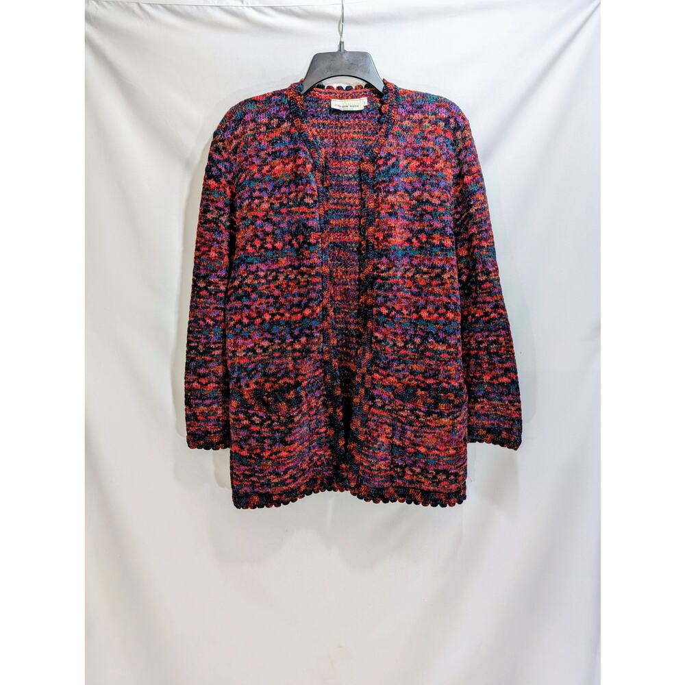 Vintage French Rags Textured Multicolor Knit Cardigan Made in USA Size 3 - Picture 4 of 8